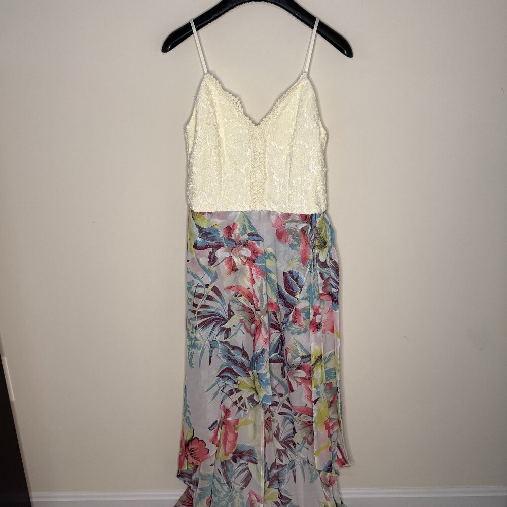 NWOT City Triangles Off-White Lace Bodice Maxi Skirt Romper Size S